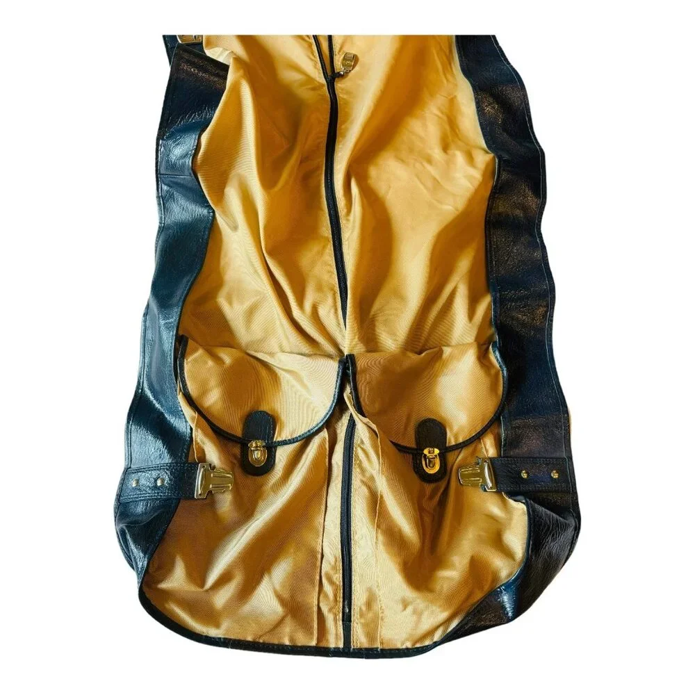 American Tourister Vintage Garment/Suit Bag Luggage Tan Nylon/Blue Faux Leather